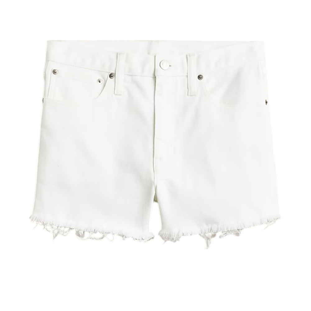 J.Crew Relaxed Denim Short with Raw Hems in White - Picture 1 of 9